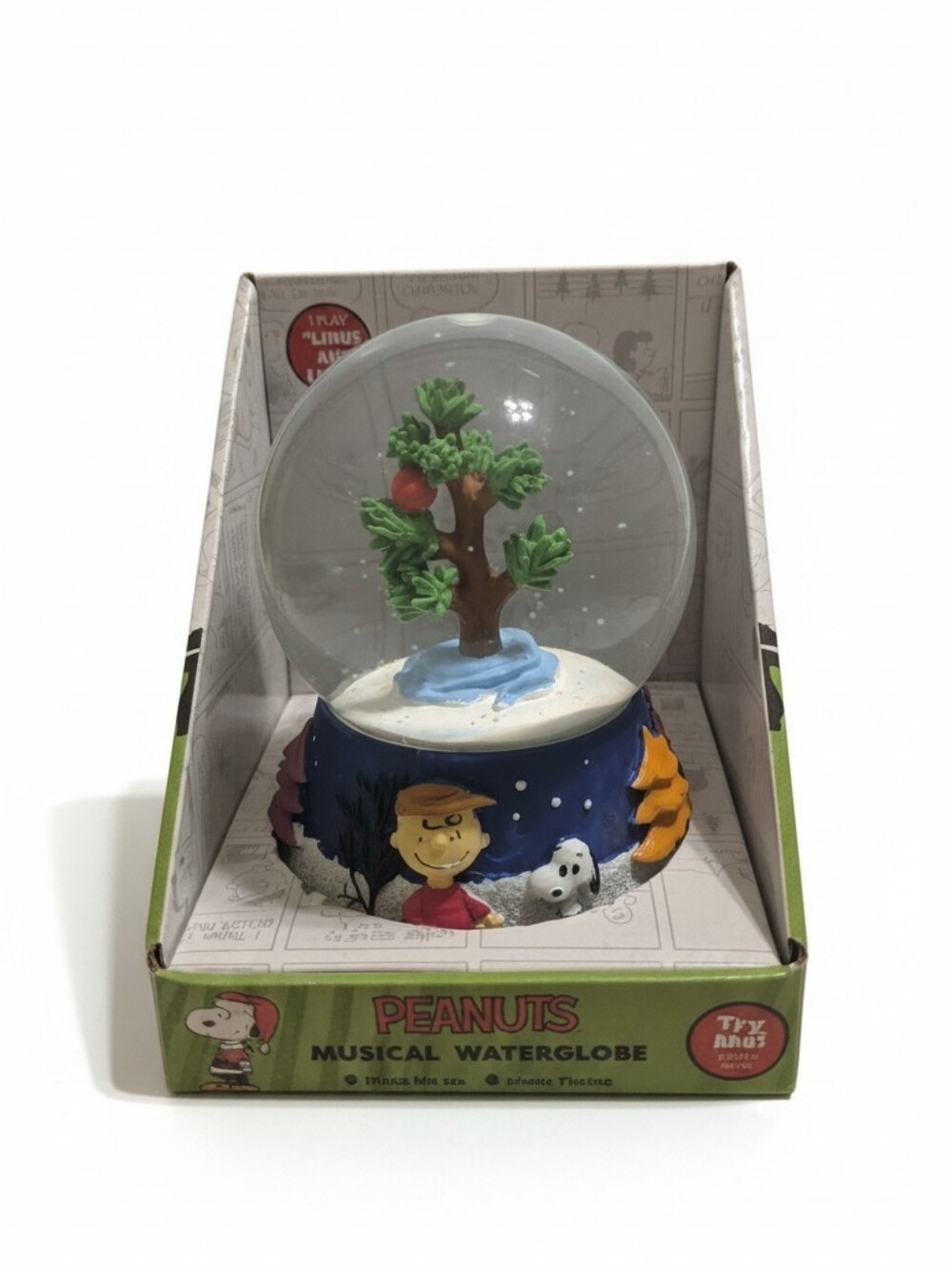 Peanuts Musical Snow Globe Snoopy & Woodstock Christmas "Linus and Lucy" 4in